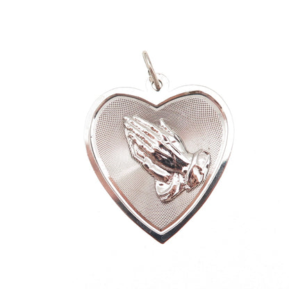 Town & Country 925 Sterling Silver Vintage Prayer Hands Heart Charm Pendant