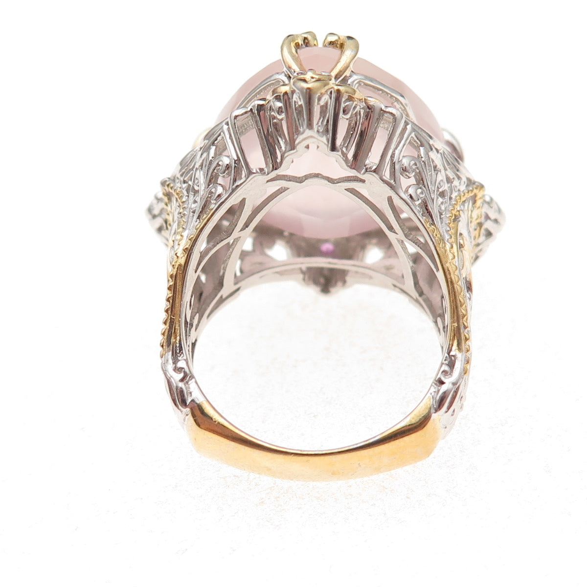 Michael Valitutti Gems En Vogue 925 Sterling Rose Quartz Sapphire Ring Size 8.25