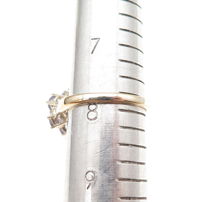 925 Sterling Silver Gold Plated Real Tanzanite & White Topaz Ring Size 8