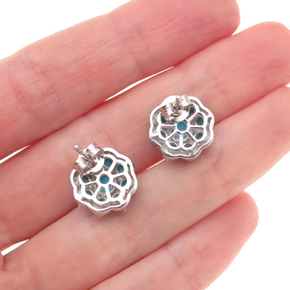 Chuck Clemency 925 Sterling Silver Real Sleeping Beauty Turquoise Stud Earrings