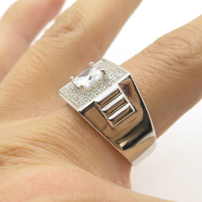 925 Sterling Silver Princess-Cut Shaped C Z Ring Size 9.25