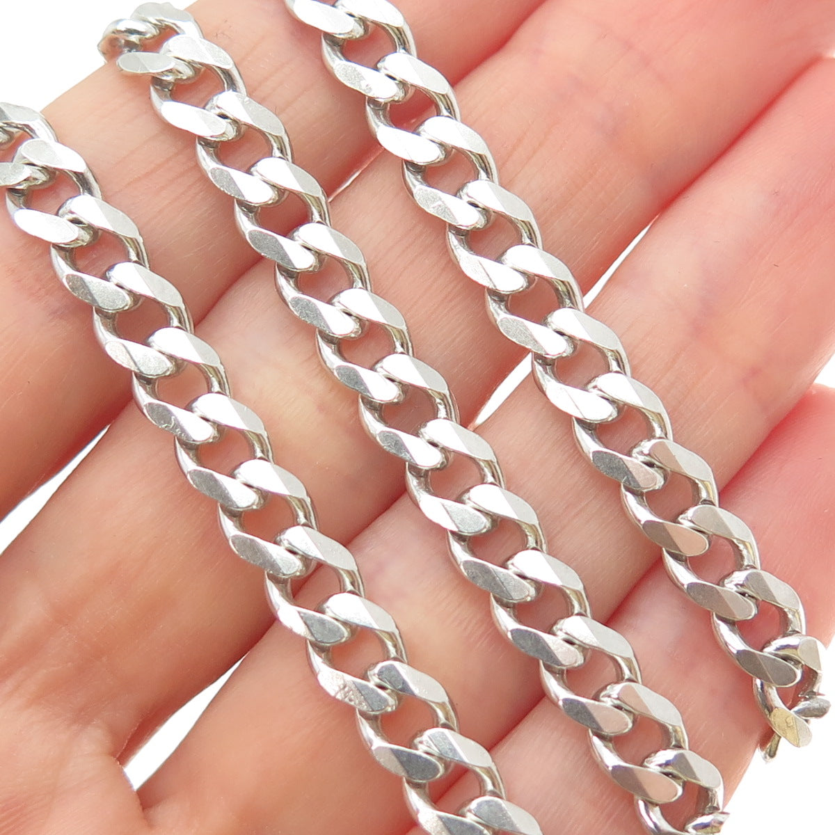 925 Sterling Silver Vintage Italy Curb Chain Necklace 24"