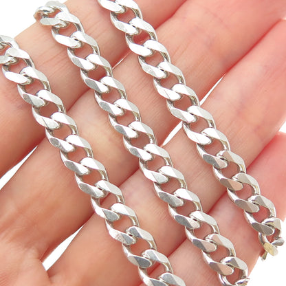 925 Sterling Silver Vintage Italy Curb Chain Necklace 24"