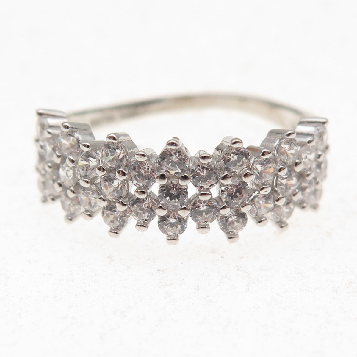 925 Sterling Silver Round-Cut C Z Ring Size 9.25