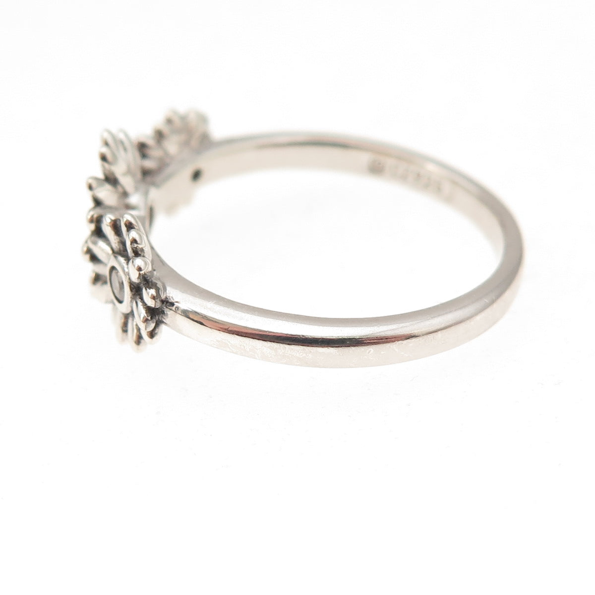 925 Sterling Silver Round-Cut C Z Daisy Flower Ring Size 8