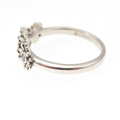 925 Sterling Silver Round-Cut C Z Daisy Flower Ring Size 8