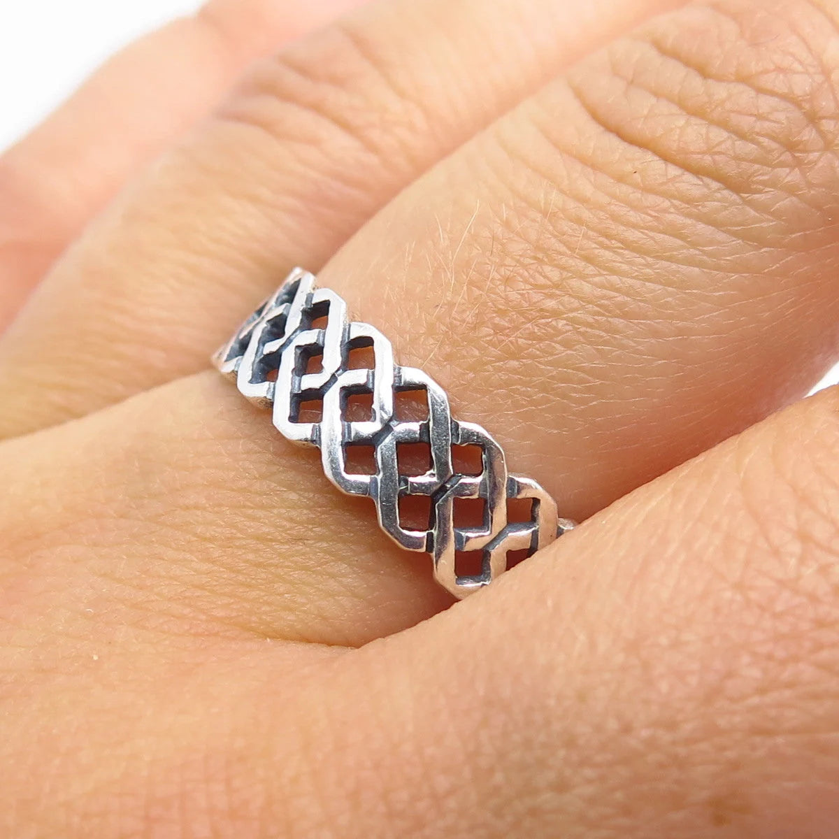925 Sterling Silver Vintage Braided Band Ring Size 8 3/4