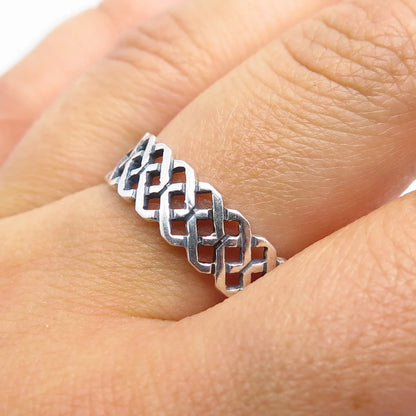 925 Sterling Silver Vintage Braided Band Ring Size 8 3/4