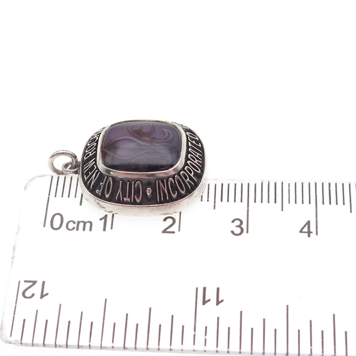 925 Sterling Silver Vintage Enamel City of New Rochelle Inc. 1899 Charm Pendant