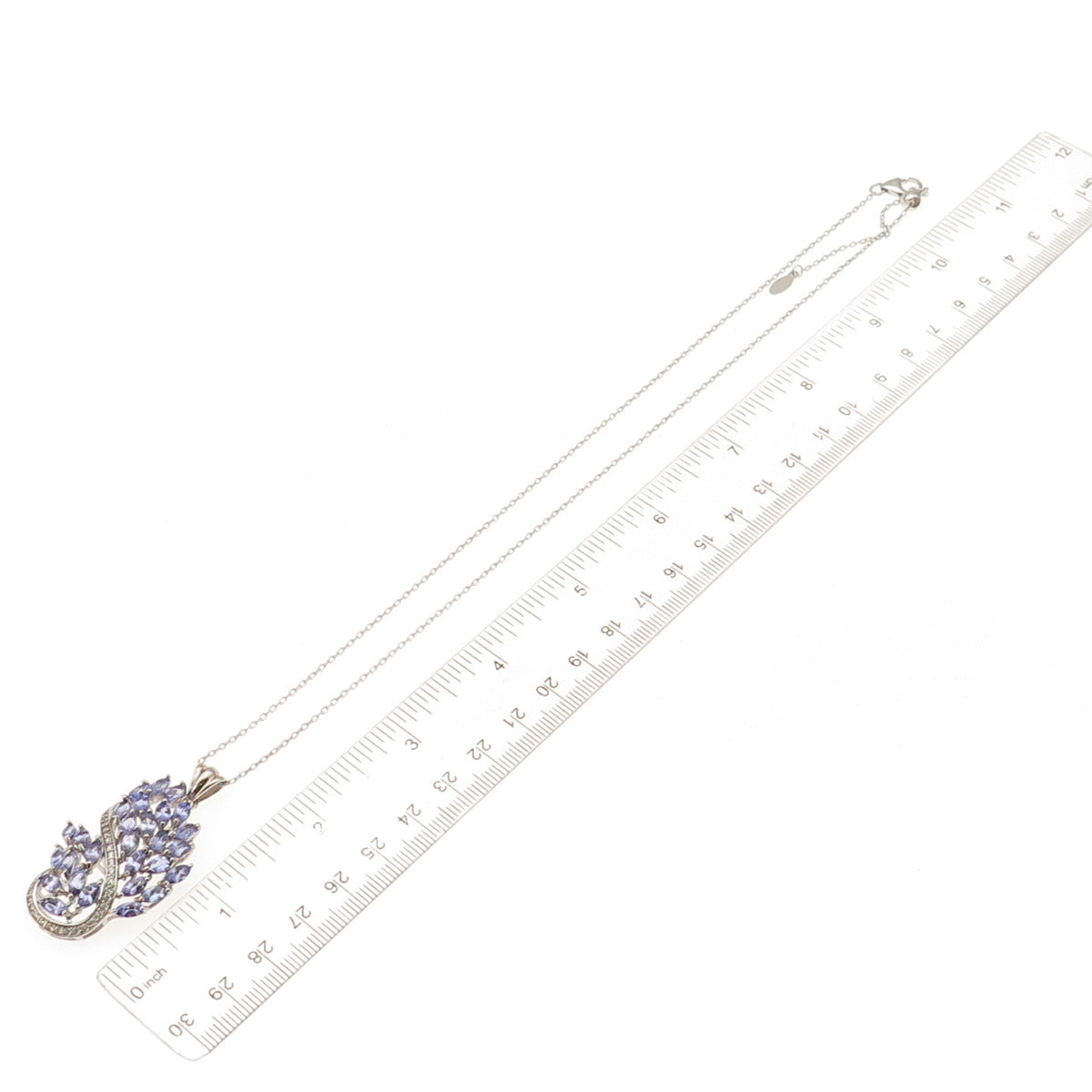 925 Sterling Silver Real Tanzanite White Topaz Cable Bolo Chain Necklace 16-20"