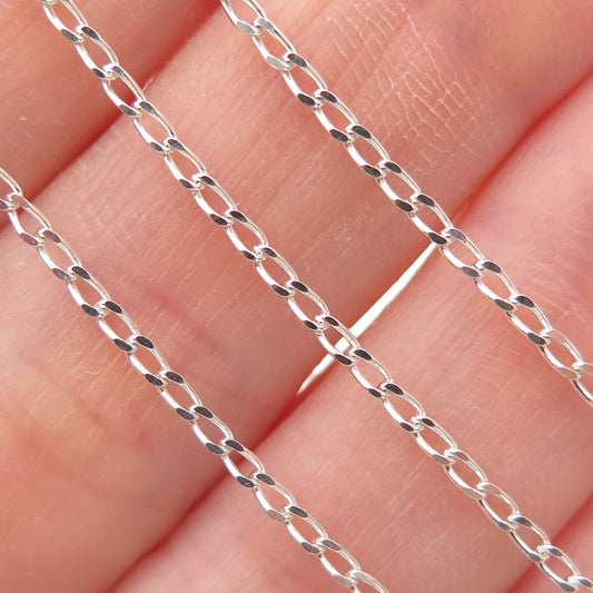 925 Sterling Silver Italy Curb Chain Necklace 18"