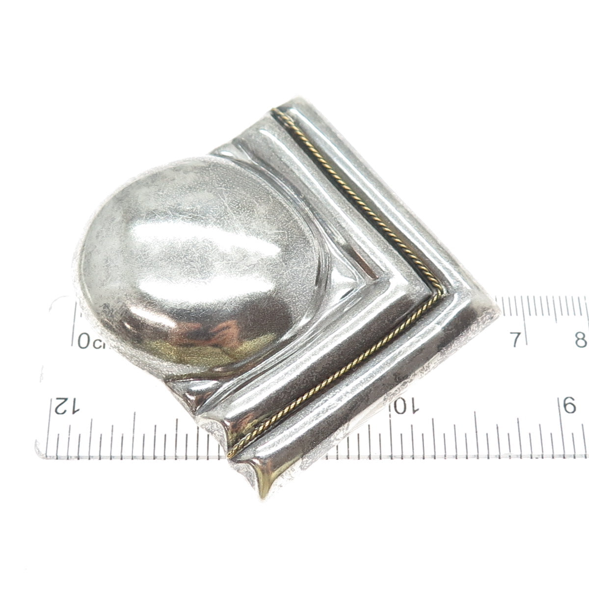 925 Sterling 2-Tone Vintage Mexico Modernist Arrow Oxidized Pin Brooch / Pendant