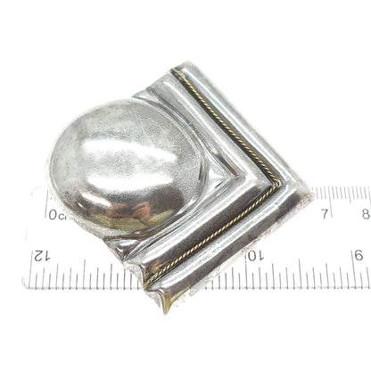 925 Sterling 2-Tone Vintage Mexico Modernist Arrow Oxidized Pin Brooch / Pendant