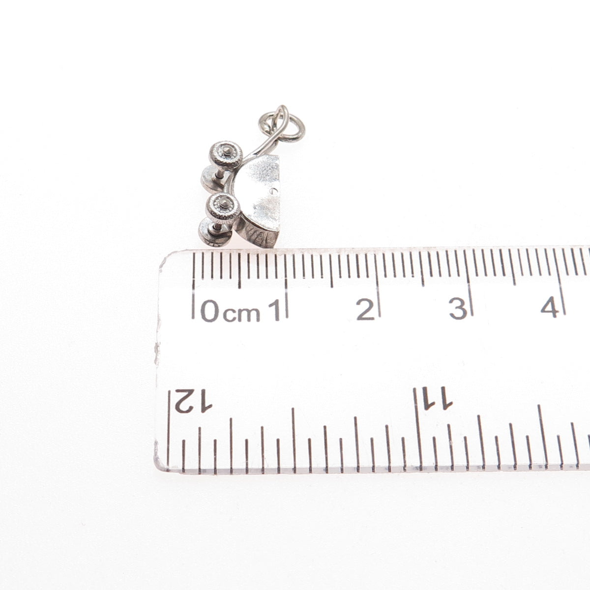 925 Sterling Silver Antique Art Deco Baby Stroller Minimalist 3D Charm Pendant