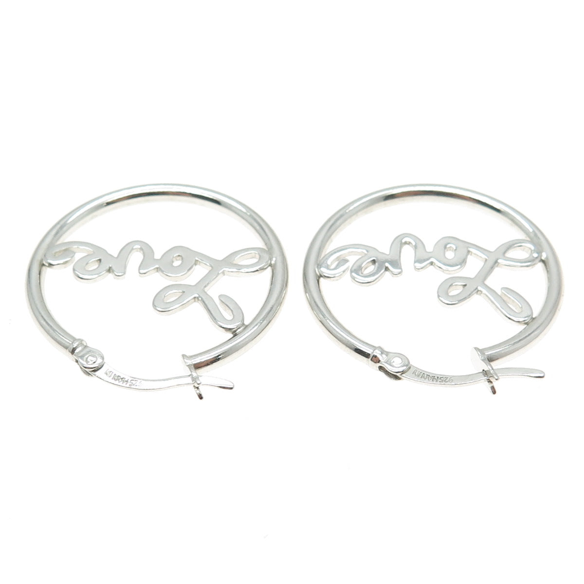 HAN 925 Sterling Silver "Love" Hoop Earrings