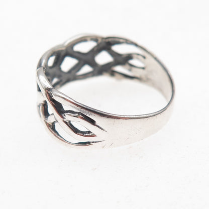 925 Sterling Silver Vintage Celtic Woven Oxidized Ring Size 8.75