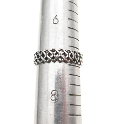 925 Sterling Silver Vintage Celtic Oxidized Band Ring Size 7.25
