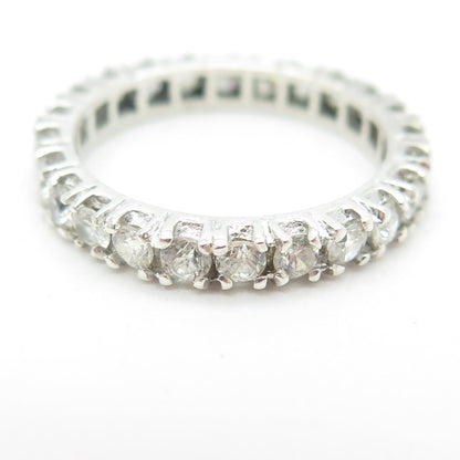 925 Sterling Silver Round-Cut C Z All Around Eternity Band Ring Size 7