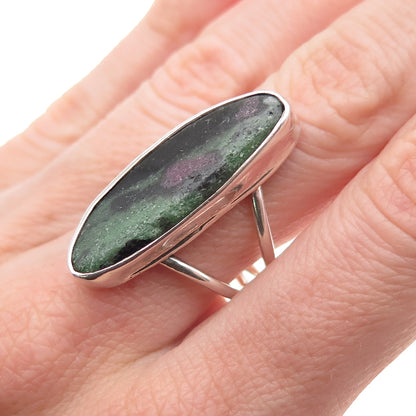 Old Pawn 925 Sterling Silver Vintage Southwestern Ruby in Zoisite Ring Size 7.25