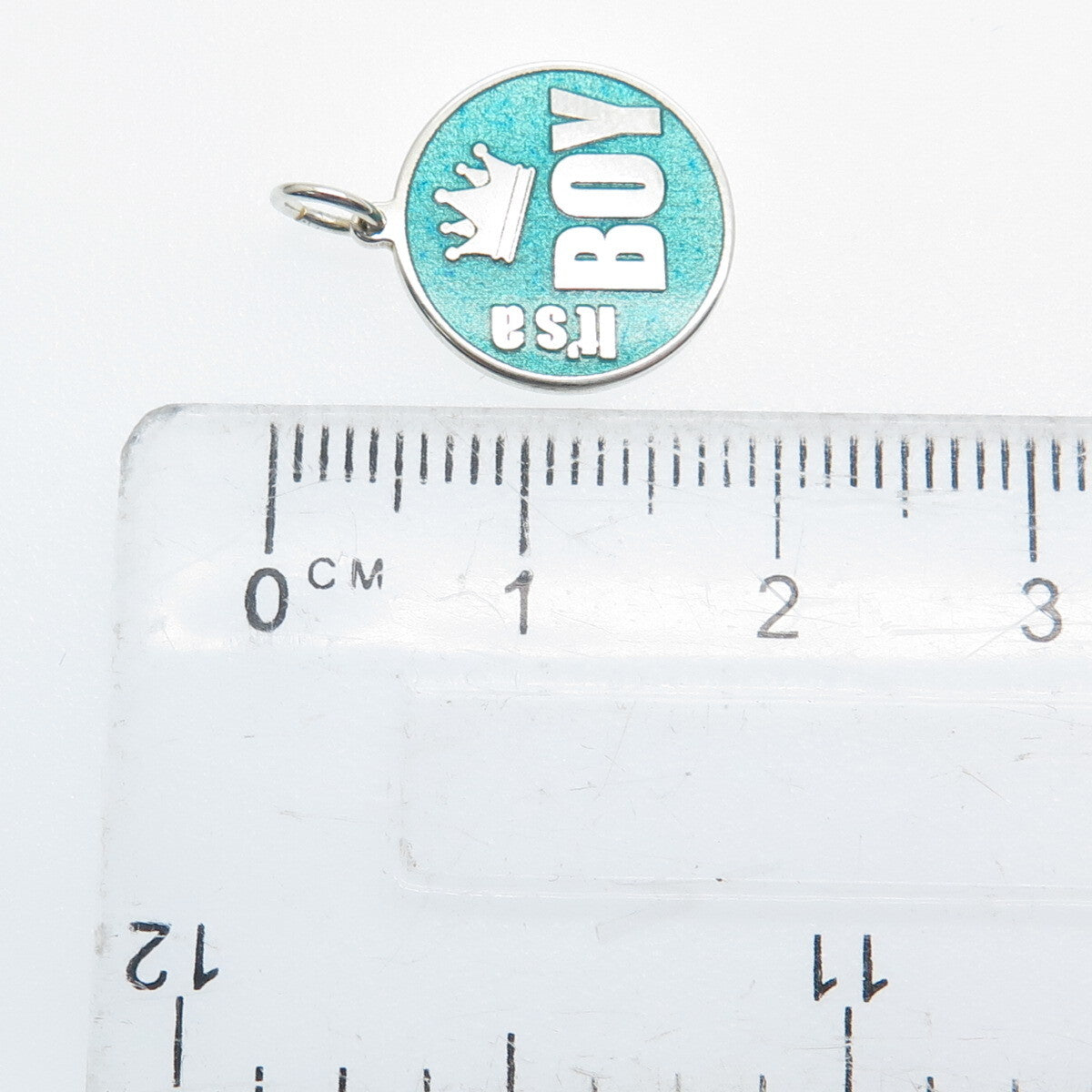 925 Sterling Silver Turquoise Color Enamel "It's A Boy" Minimalist Charm Pendant