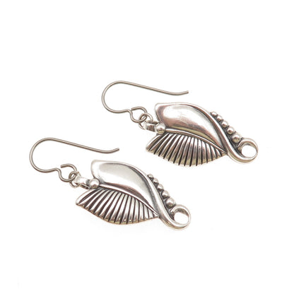 Danecraft 925 Sterling Silver Antique Art Deco Floral Oxidized Dangle Earrings
