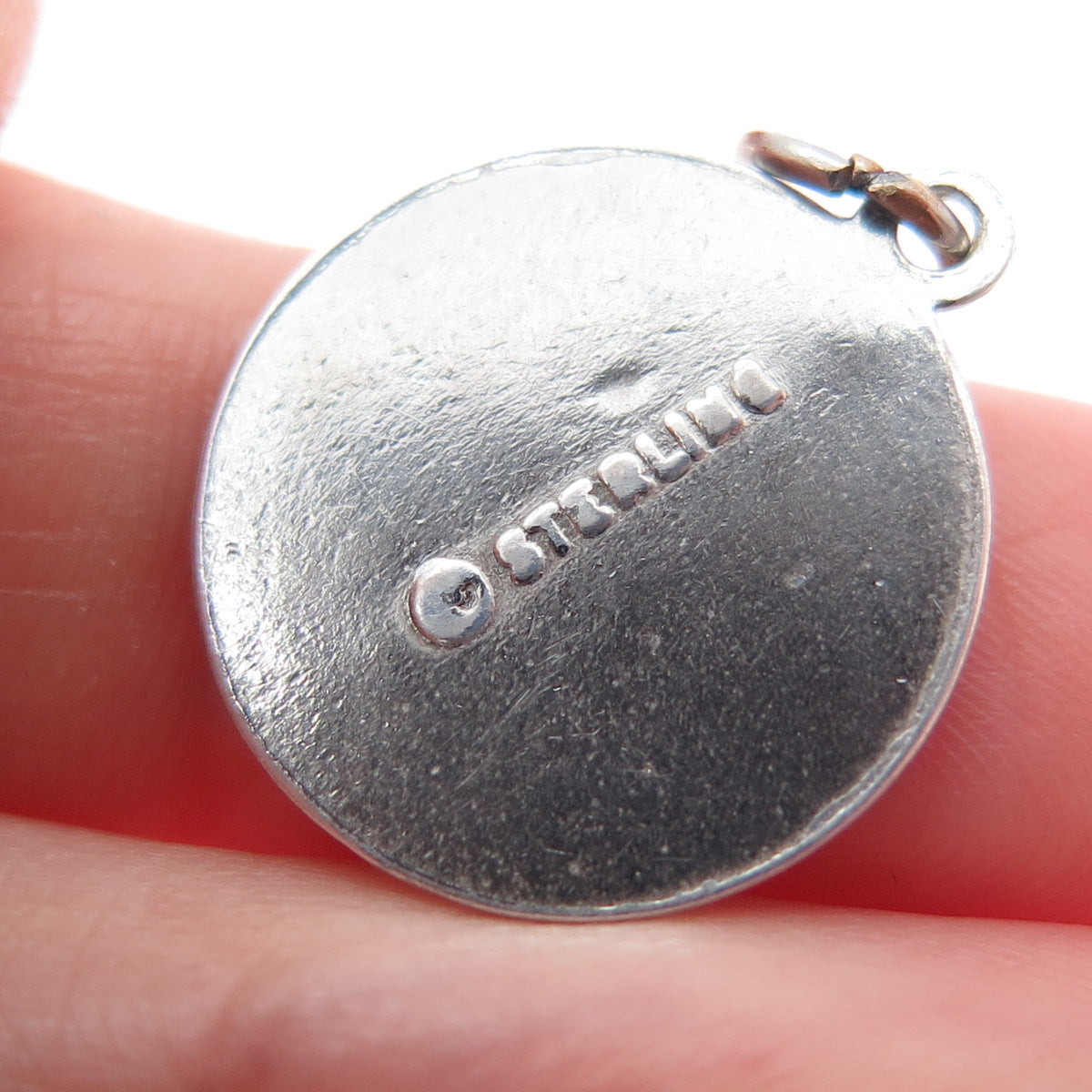 925 Sterling Silver Vintage Enamel Noble Grand Minimalist Charm Pendant