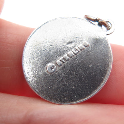 925 Sterling Silver Vintage Enamel Noble Grand Minimalist Charm Pendant