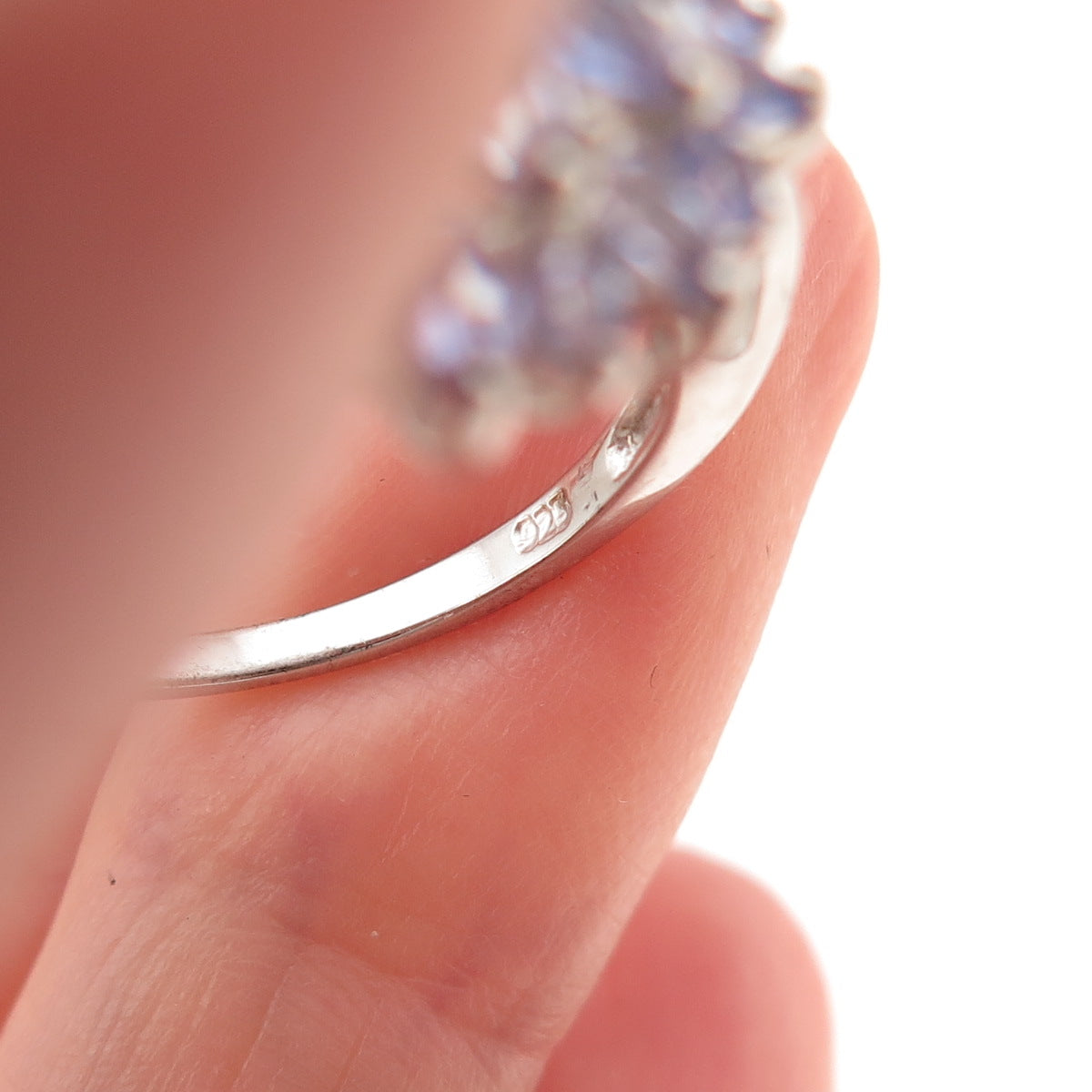 Chuck Clemency 925 Sterling Silver Real Tanzanite Floral Ring Size 8.25