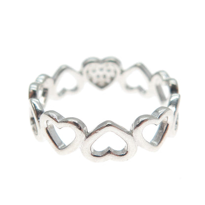 925 Sterling Silver Round-Cut C Z Heart All Around Ring Size 8