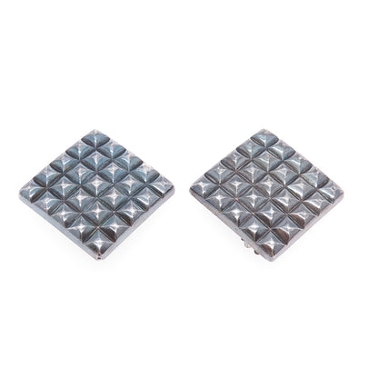 925 Sterling Silver Vintage Modernist Oxidized Clip On Earrings