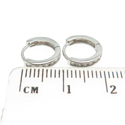 RIIF 925 Sterling Silver Round-Cut C Z Hoop Earrings