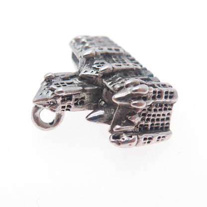 925 Sterling Silver Antique Chateau Frontenac Quebec Minimalist 3D Charm Pendant