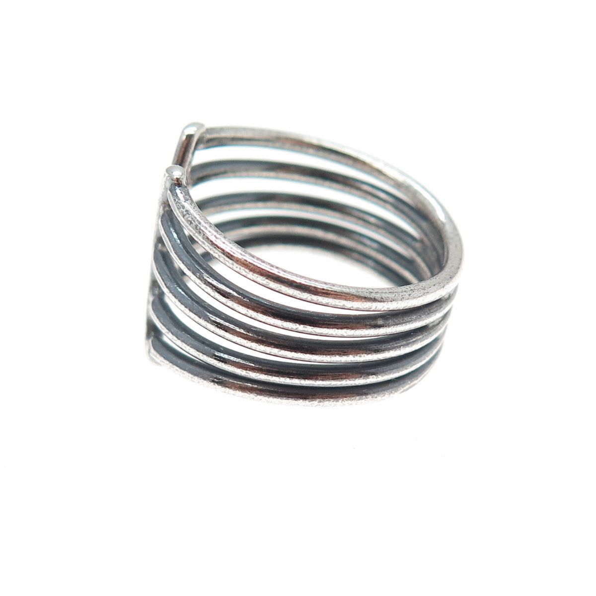 925 Sterling Silver Vintage Multi-Row Oxidized Adjustable Ring Size 7.25