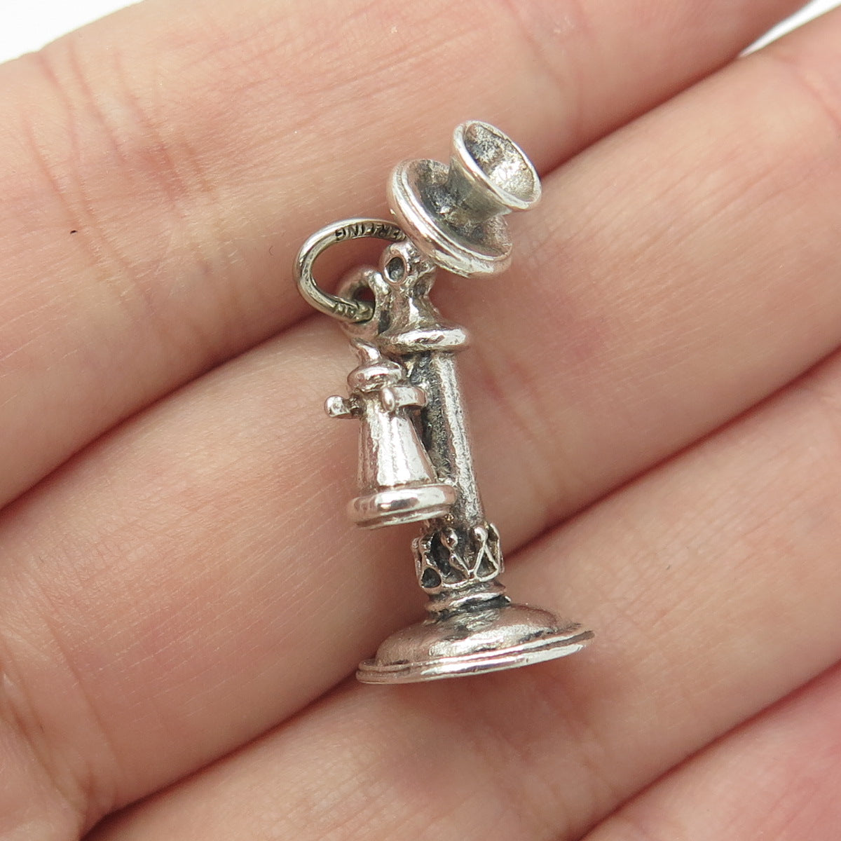 BEAU 925 Sterling Silver Vintage Candlestick Phone Charm Pendant