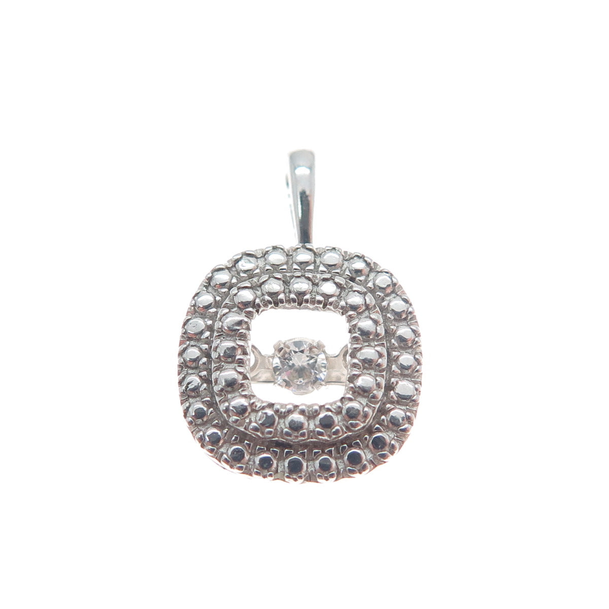 925 Sterling Silver Round-Cut C Z Cushion Minimalist Charm Pendant