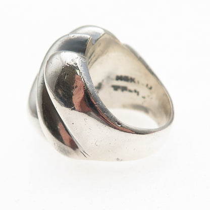 925 Sterling Silver Vintage Mexico Modernist Ribbed Oxidized Ring Size 5.5