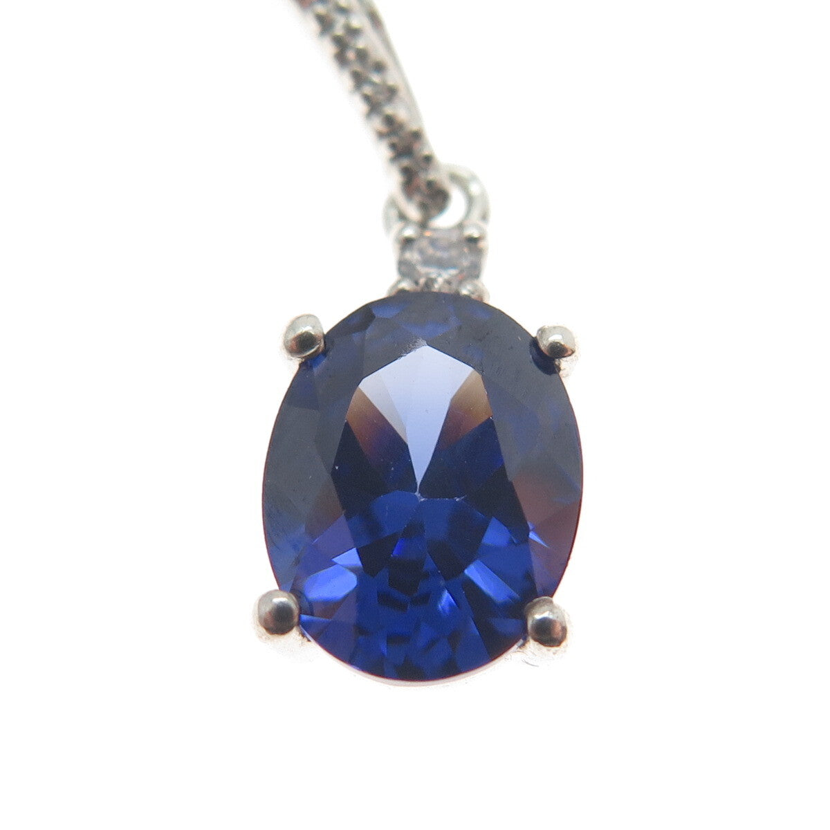 925 Sterling Silver White & Blue C Z Journey Slide Pendant