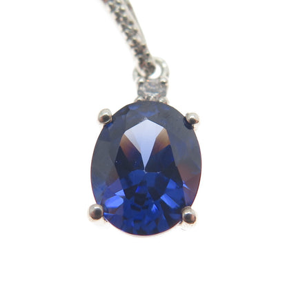 925 Sterling Silver White & Blue C Z Journey Slide Pendant