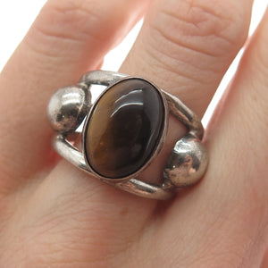 925 Sterling Silver Vintage Mexico Real Agate Gemstone Ring Size 9.25