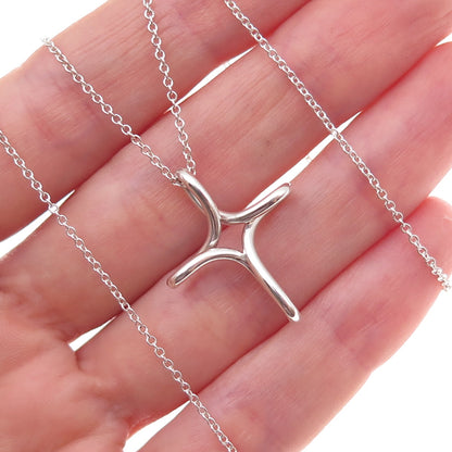 925 Sterling Silver Vintage Cross Cable Chain Necklace 18"
