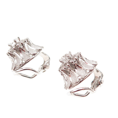 925 Sterling Silver Vintage Round-Cut Rhinestone Clip On Earrings