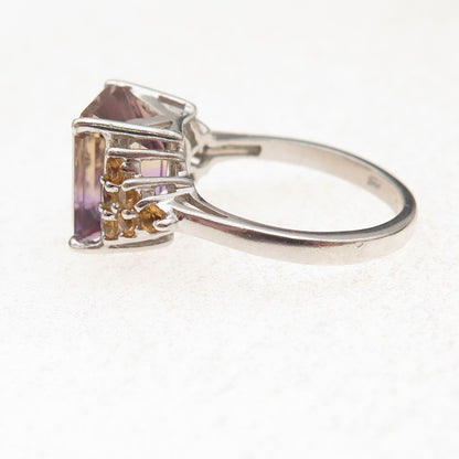 Chuck Clemency 925 Sterling Vintage Real Ametrine Amethyst & Citrine Ring Size 7