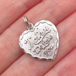 Rembrandt Sterling Silver Vintage Mother We Love You Heart Mini Charm Pendant