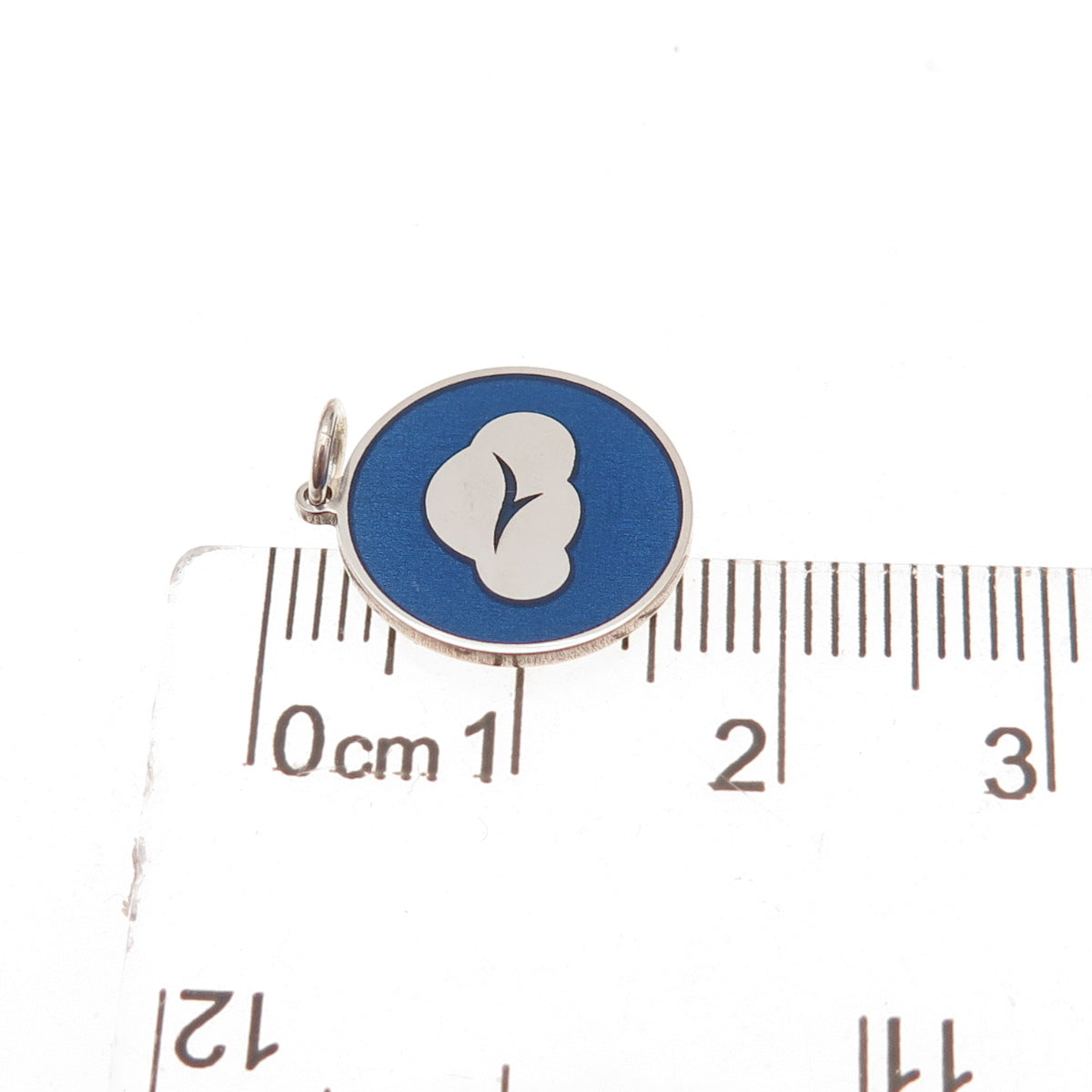 925 Sterling Silver Blue Enamel Cloud Charm Pendant