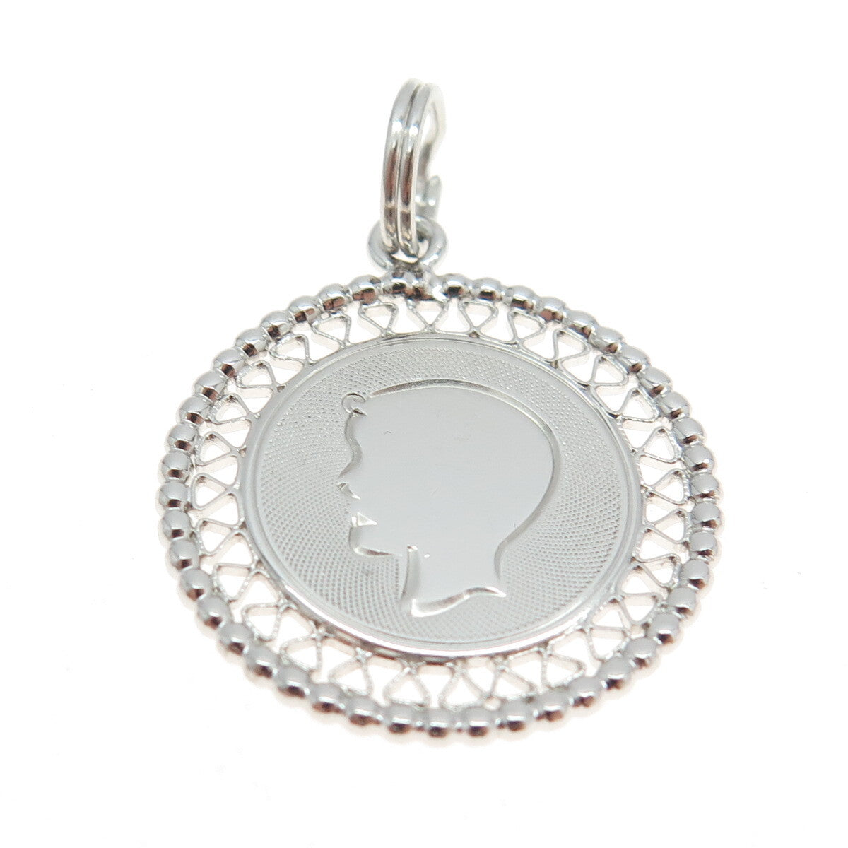 925 Sterling Silver Vintage Boy Filigree Round Charm Pendant