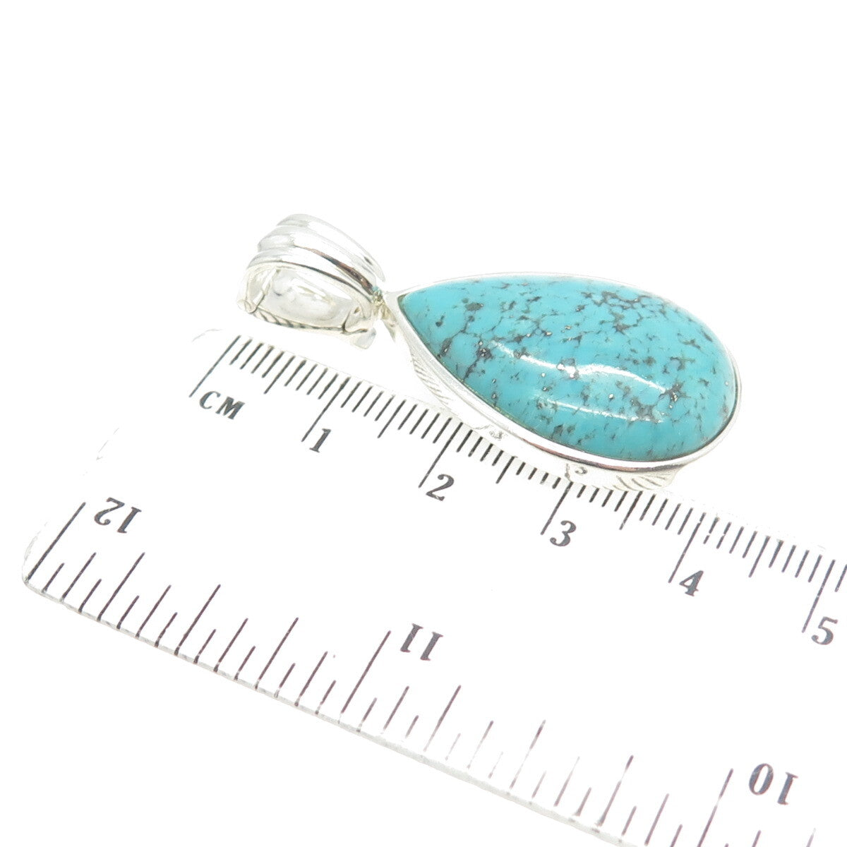 WHITNEY KELLY 925 Sterling Silver Vintage Real Turquoise Gem Drop Pendant