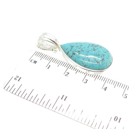 WHITNEY KELLY 925 Sterling Silver Vintage Real Turquoise Gem Drop Pendant