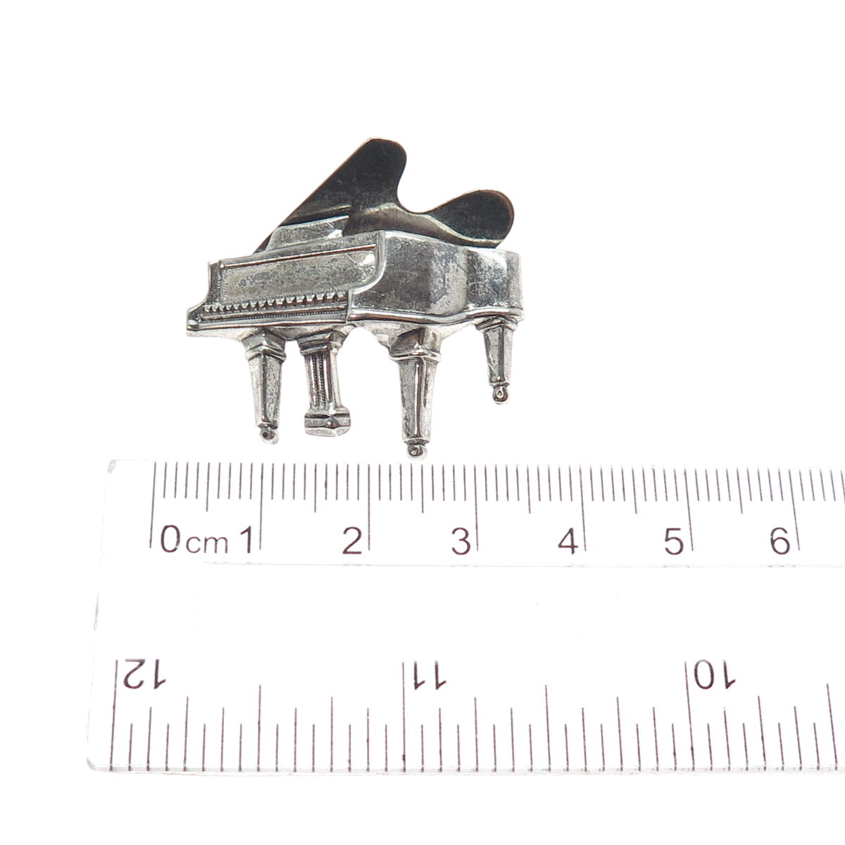 BEAU 925 Sterling Silver Vintage Grand Piano Oxidized Pin Brooch