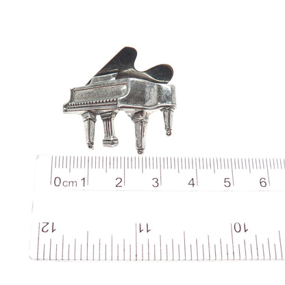 BEAU 925 Sterling Silver Vintage Grand Piano Oxidized Pin Brooch