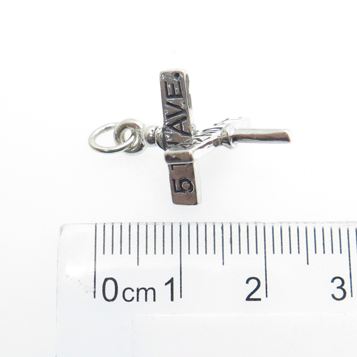 925 Sterling Silver Vintage 5th Ave & 42nd St. NYC Minimalist Charm Pendant